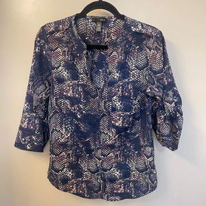 Aqua Women Blouse Snake Print Animal Blue Purple Color Sz XS
